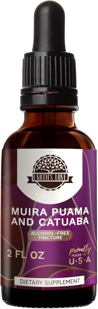 Aarde's Liefde - Muira Puama en Catuaba Alcoholvrij Kruidenextract Tinctuur, Super-Geconcentreerd (Ptychopetalum Olacoides en Trichilia catigua, Erytroxylum vacciniifolium) Gedroogde Kruiden (2 Fl Oz)