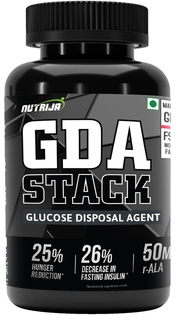 NutriJa GDA Stack | Berberine HCL 98% Standardized, Chromium, ALA, Botanicals and Enzyme |12 Ingredient Blend- 90 Capsules