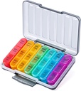Odaro Pill Organizer 3 keer per dag - Portable Weekly Medicine Box met 7 aparte containers, Reizen 7 dagen pil Box, Zwart