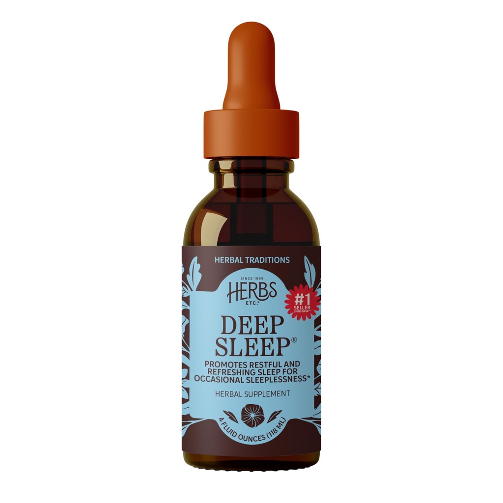Kruiden Etc. Deep Sleep Classic Liquid Extract - Kruidensupplement voor natuurlijke en zachte slaapondersteuning - rustgevende slaapsupplement met passiebloem, kamille en citroenbalsem - 4 fl oz (157 porties)
