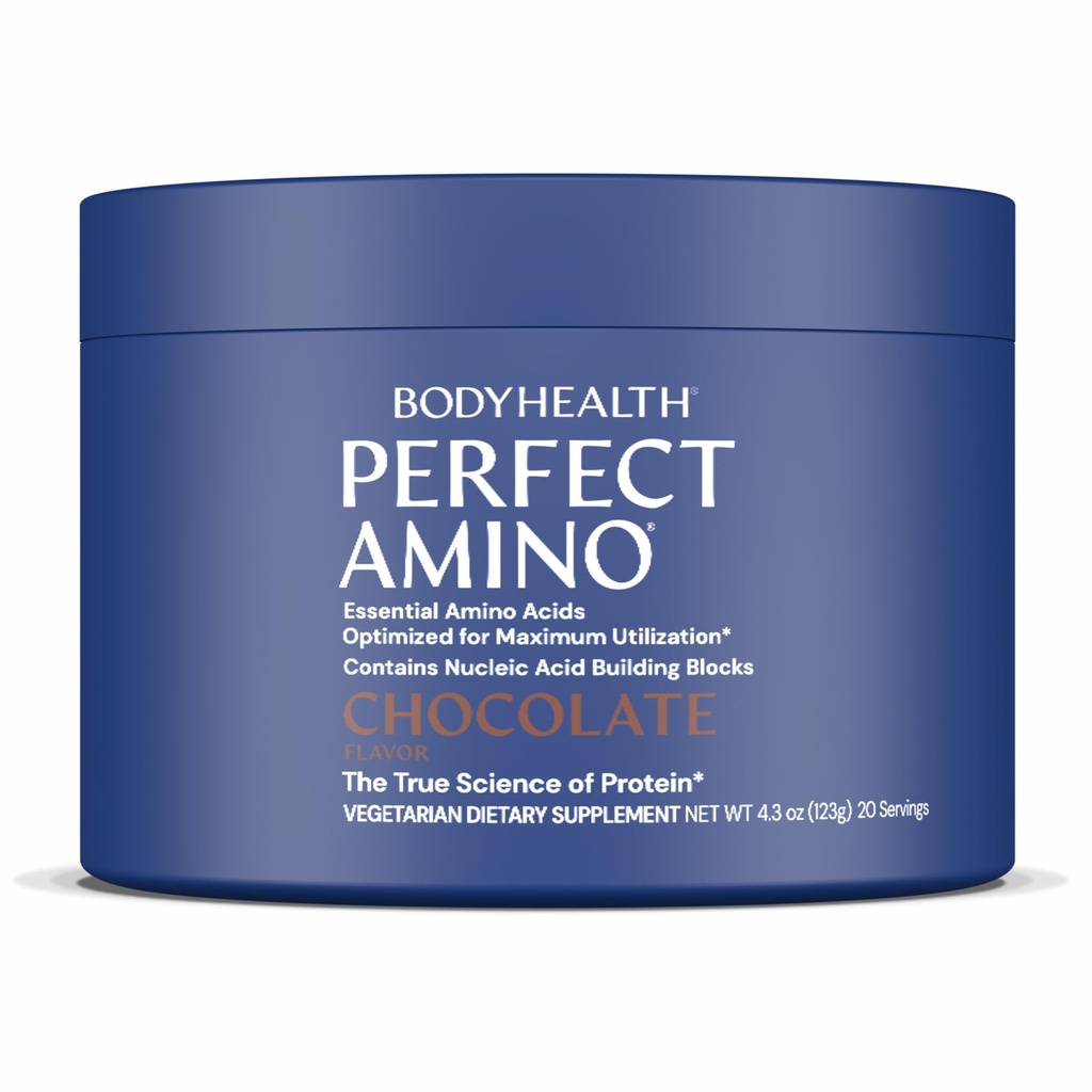 BodyHealth PerfectAmino Powder - BCAA en EAA Powder for Pre and Post Workout - Amino Acid Energy Drink for Men and Women to Support Lean Muscle and Recovery - Chocolate - 20 Servers
