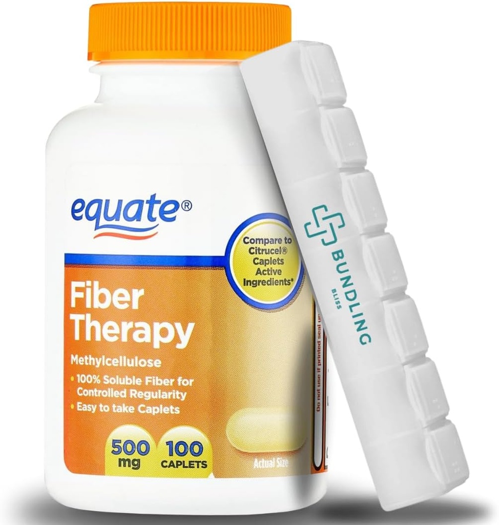 Equate Fiber Therapy 500mg Supplement, 100 Telling, 7 Dag pil Organisator inbegrepen - 1 Pack