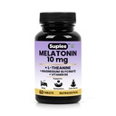 Suplee Melatonin 10mg (60 Tablets) with L-Theanine, Magnesium Glycinate & Vitamin B6 - Night Time Sleep Support Supplement - Helps with Deep Sleep & Mental Relaxation - Non-Habit Forming