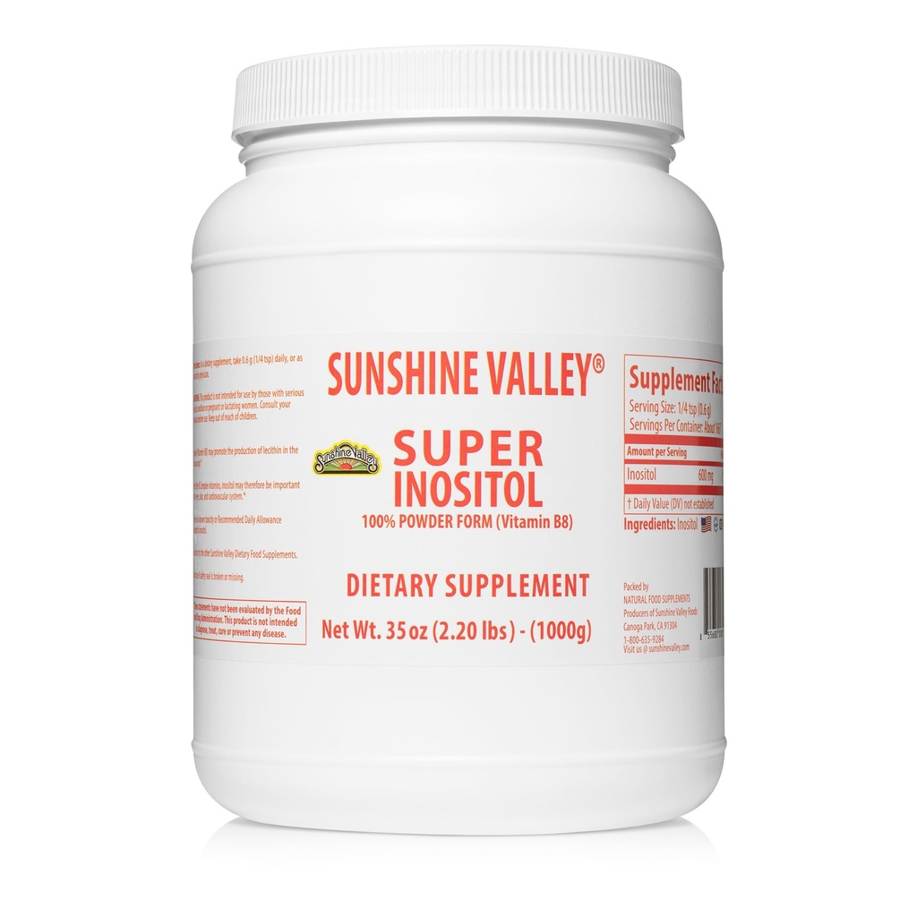 Sunshine Valley® Super Inositol, Vitamine B8 Poederd Dieetsupplement, Natuurlijke & PCOS Vruchtbaarheidssupplement, Hormonale Balance & Gezonde Ovariaanse Functie Ondersteuning - 35oz