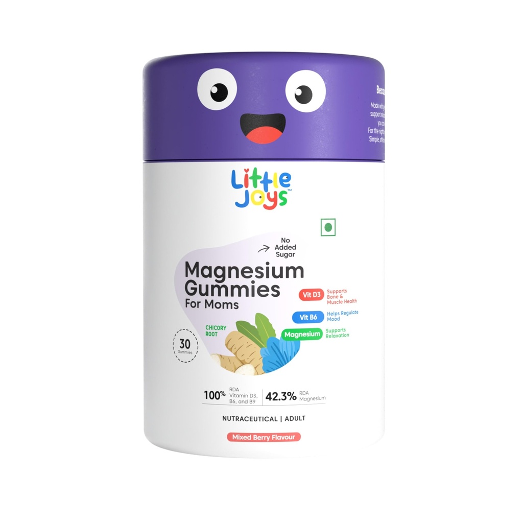 Little Joys 5-in-1 Magnesium Supplement Gummies For Mothers | 15 Days Pack | Better Sleep & Reduced Stress | With Magnesium Glycinate, Vitamin D3, B6 & B9 | Non Habit Forming, No Added Sugar