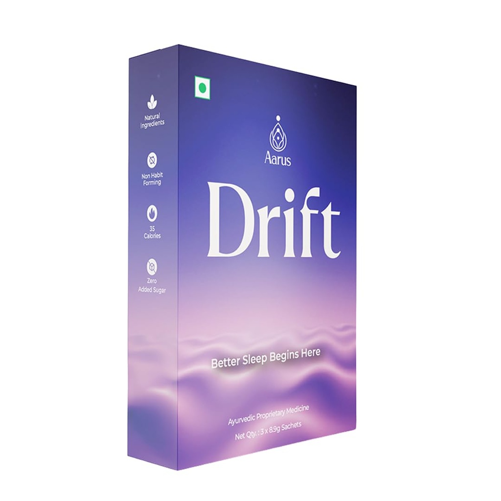 Aarus Drift Sleep Enhancing Cocoa Drink Mix | 3 Servings Trial Pack | Monocarton | Magnesium Bisglycinate | Glycine & Reishi Mushroom | Melatonin | Relaxation & Sleep Support | No Added Sugar | Vegan Sleep Aid Drink