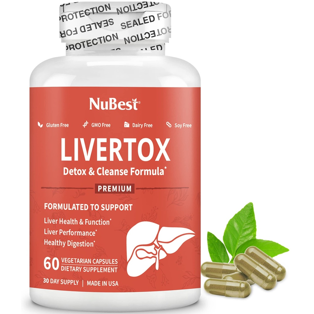 LiverTox - Advanced Liver Detox & Cleanse Formula - Herbal Liver Support with Milk Thistle, Turmeric, Artichoke, Dandelion, Beet & Zink Helpt leverfunctie & Digestie 60 Vegan Capsules