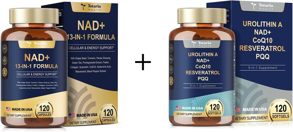 Totaria NAD Supplement voor vrouwen Mannen 120 Capsules Urolithin A Supplement 1000mg 120 Zachte Capsules