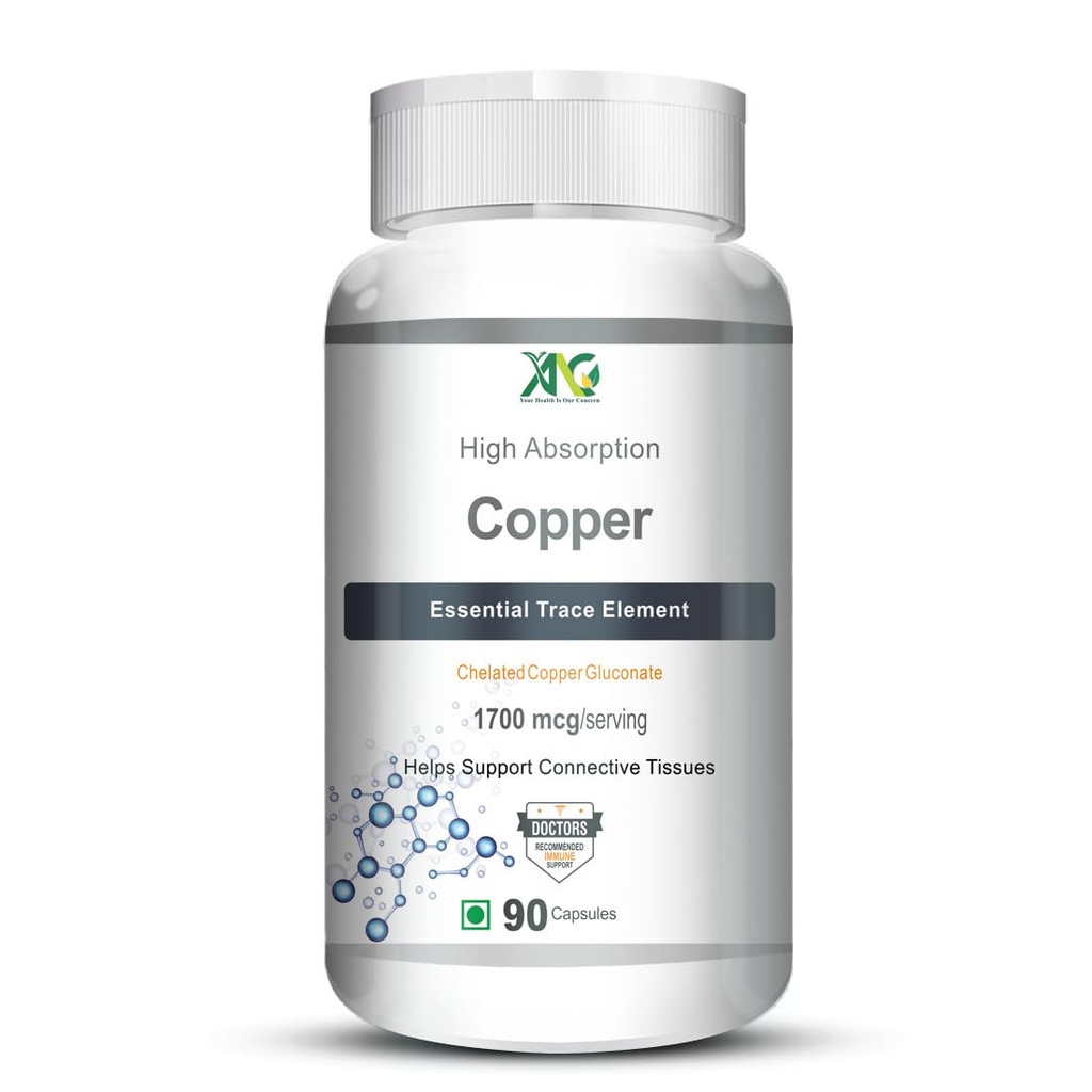 ANC Copper 1700 mcg Capsules (Copper Gluconate Chelated) | Essential Trace Mineral Supplement | Supports Daily Nutrient Intake & General Wellness | 90 Vegetarian Capsules
