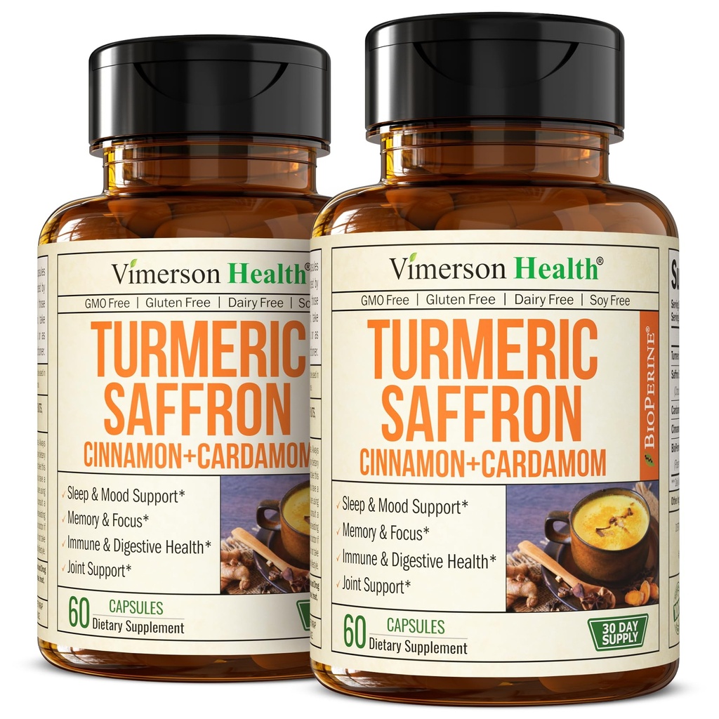 Saffraan Supplementen 89mg Saffraan Extract en 1000mg Tumerische Blend 