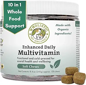 Wholistic Pet Organics: Multivitamin Chews pour les chiens Organic Homemade Dog Treat pour les chiens moyens et petits Calmer Chews pour les chiens Food Puppy Multivitamin Probiotiques Imune Support Supplément