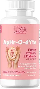 Mila Miamor ApHr-O-dYte Femmes Probiotiques et prébiotiques avec canneberge - Supplément sans gluten, sans OGM pour la santé féminine, équilibre du pH, contrôle de l'odeur, voie urinaire - 60 capsules