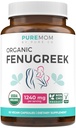 USDA Capsules Fenugreek Organiques pour Femmes - Supplément d'allaitement efficace pour augmenter l'approvisionnement en lait maternel - Soutien à l'allaitement maternel à base de plantes pour mères - Sans gluten - 60 Capsules Vegan (Sans pilules)