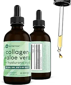 360 Nutrition Collagène liquide + gouttes d'aloès Détox naturel, peau radiante, nettoyage et soutien à la digestion