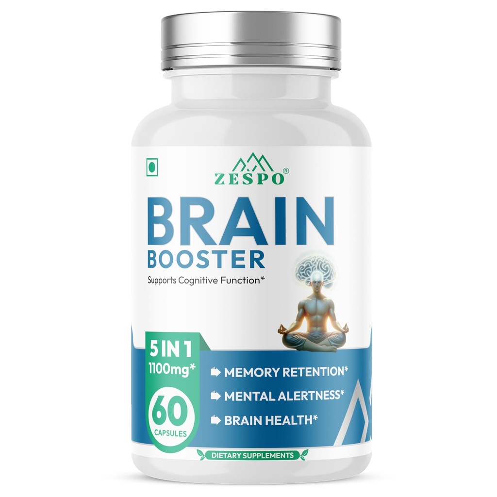 Zespo Brain Booster 1100mg with GABA, Lions Mane & Bacopa, 60 Capsules