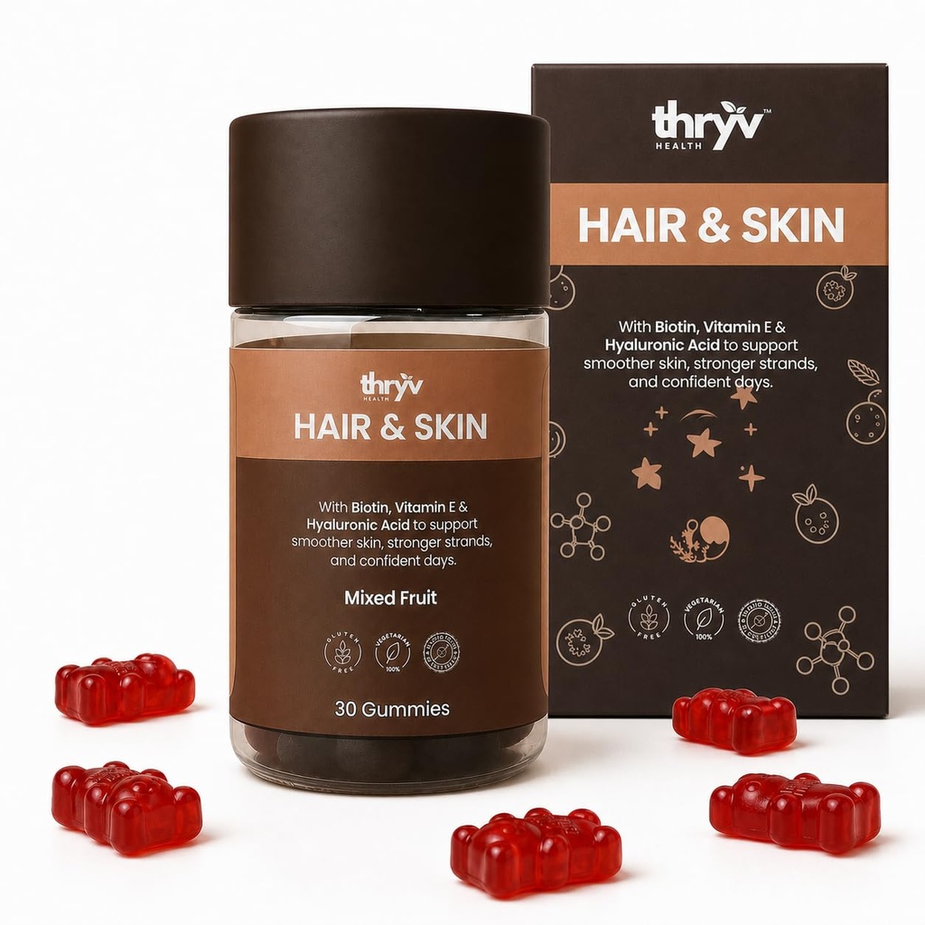 Hair & Skin Gummies with Biotin, Mixed Fruit, 30 Gummies