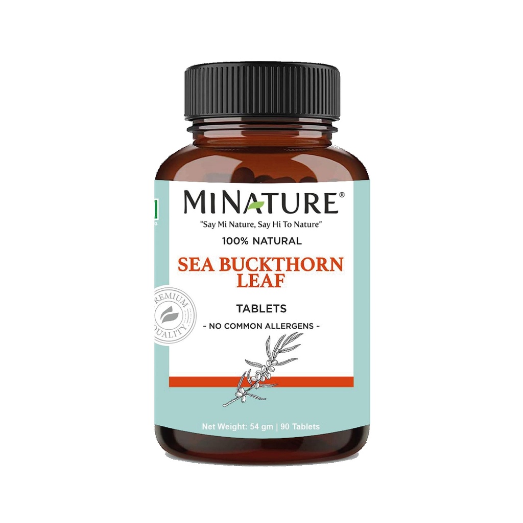 mi nature Sea Buckthorn Leaf Tablets | with 100% pure Sea Buckthorn Leaf Powder | 90 Tablets, 45 Day supply