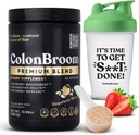 ColonBroom Premium Psyllium Husk Powder (Strawberry, 60 portions) + Shaker Bouteille pour Colon Broom Fiber Powder Brink Bundle - Colon Cleanse pour Bloating Relief & Gut Health - Fiber Powder Supplément