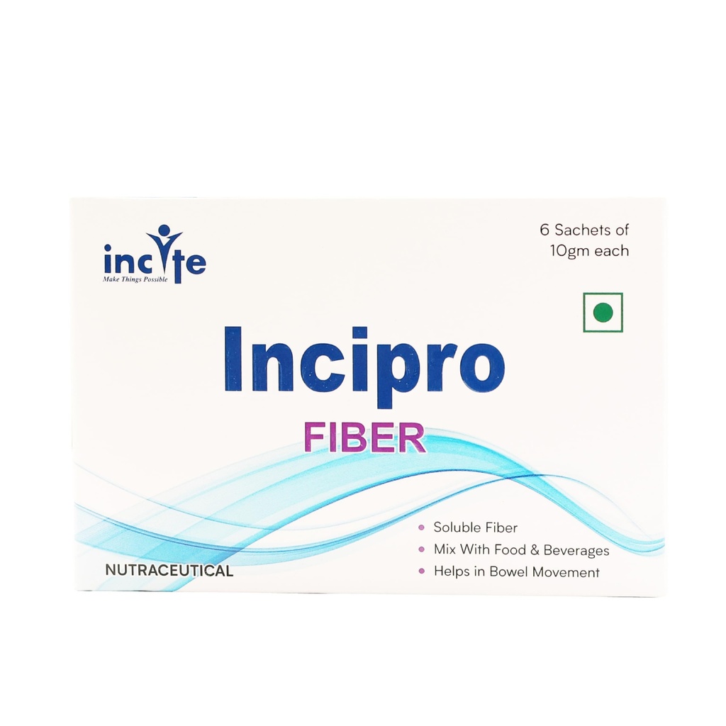 Incite Incipro Fiber Soluble Dietary Supplement, No Added Flavour, 6 Sachets of 10g Each
