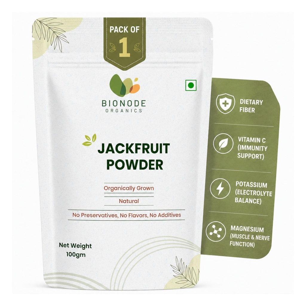 Bionode Organics Ripe Jackfruit Powder Gluten Free,| Anti Acne | Supports Digestive Health | Boosts Immunity | Improves Vision | Organic & Natural Ingredients | 100gm Pack