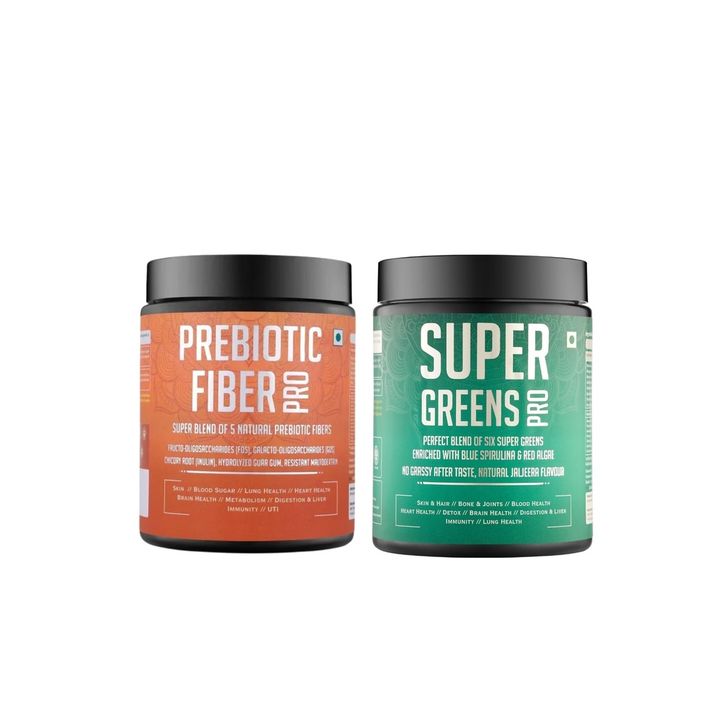 Constipation Relief Combo | Prebiotic Fiber Pro + Super Greens Pro | Gut Health, Digestion, Bloating & Regular Bowel Movement Support