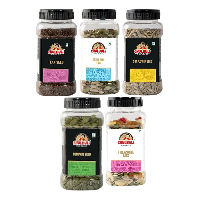 PP Chulbuli Healthy Combo | Flax Seeds Mix Seeds Sunflower Seeds Pumpkin Seeds Treasure Mix | Smoothies Salads Breakfast Bowls Daily Nutrition Ingredient | Gym Diet Meal Use | 200g Each - 1kg
