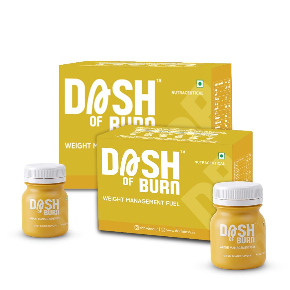 DASH OF BURN Metabolism Support Shots | Supports Fat Burning, Craving Control & Weight Management | L-Carnitine, Green Coffee, Inulin | Pack Of 30 (30x60 ML) Wellness Shots