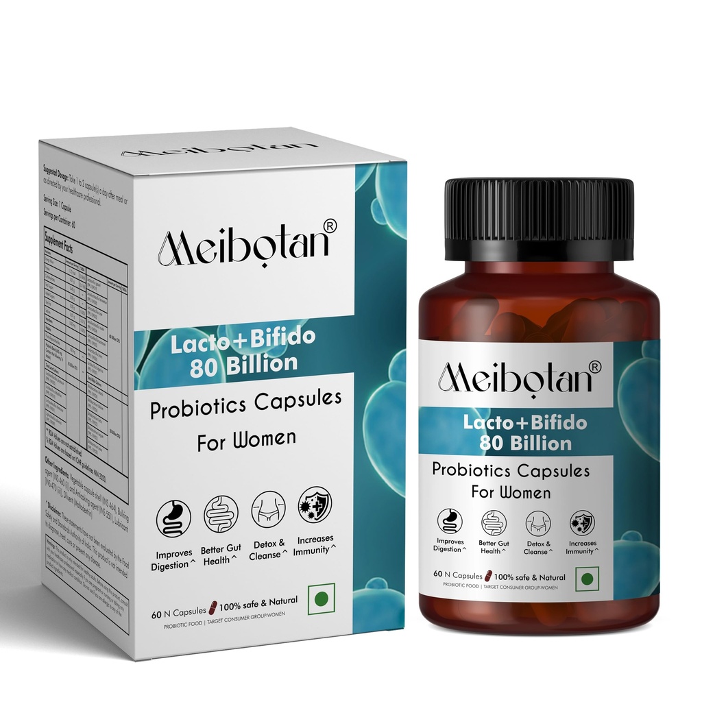 Best Women Probiotics Designed by Scientist Lactobacillus with Bifidobacterium 16 Strains 80 Billion CFU - Gut Support, Digestion Immunity Support Detox & Cleanse 60 Veg Capsules (For Women)