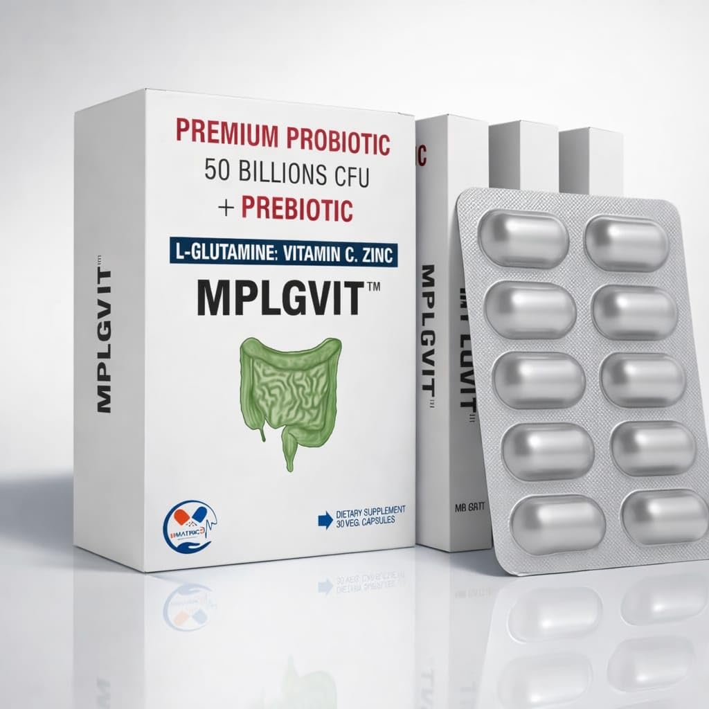 Premium Probiotic 50 Billion CFU | 20 Strains + Prebiotic FOS + L-Glutamine + Vitamin C & Zinc | Supports Digestion & Bowel Movement | Helps Gas, Bloating & Constipation | Individually Sealed ALU-ALU Blister – Maintains Live Bacteria Till Consumption | 30 Veg Capsules