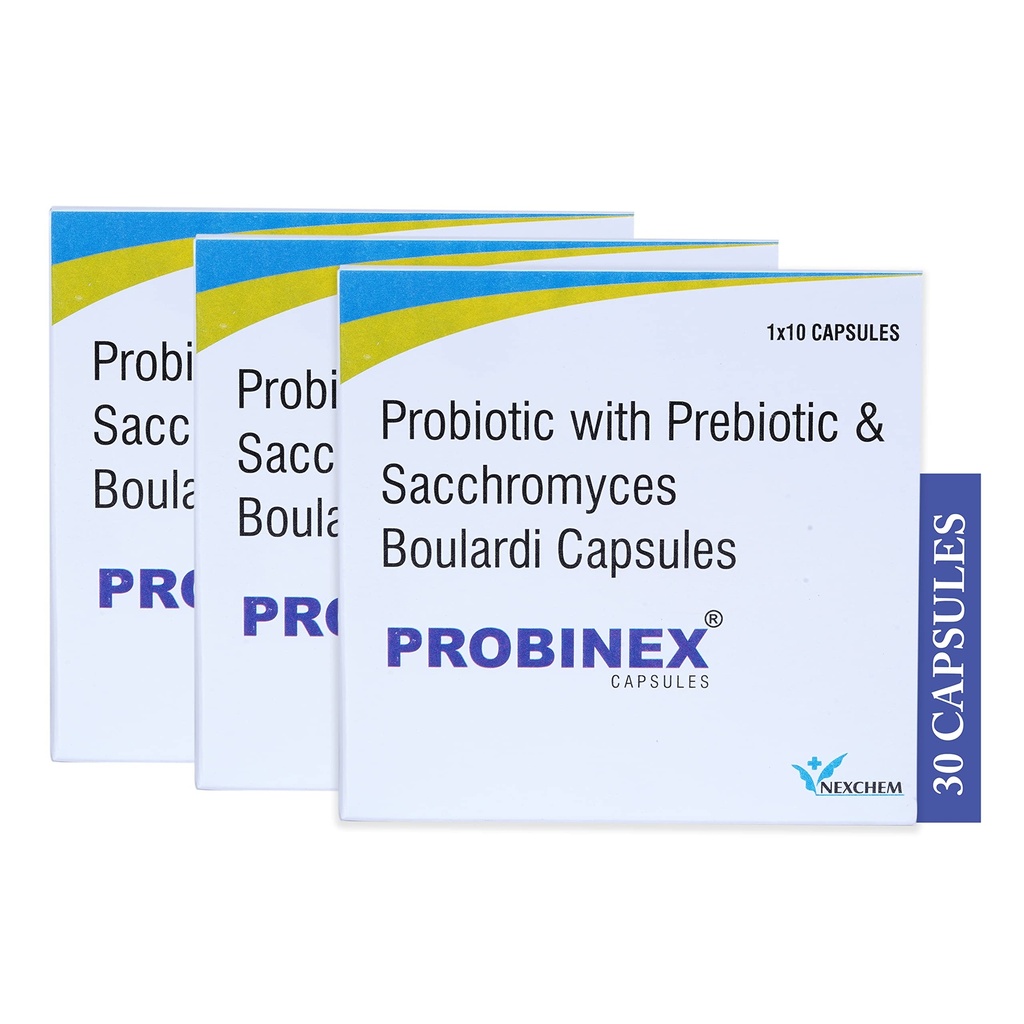 Nexchem Probinex Probiotics & Prebiotics Nutritional supplement Multi strain Capsules for Digestive wellness Improve Gut health and immunity. Pack of 30 Capsules