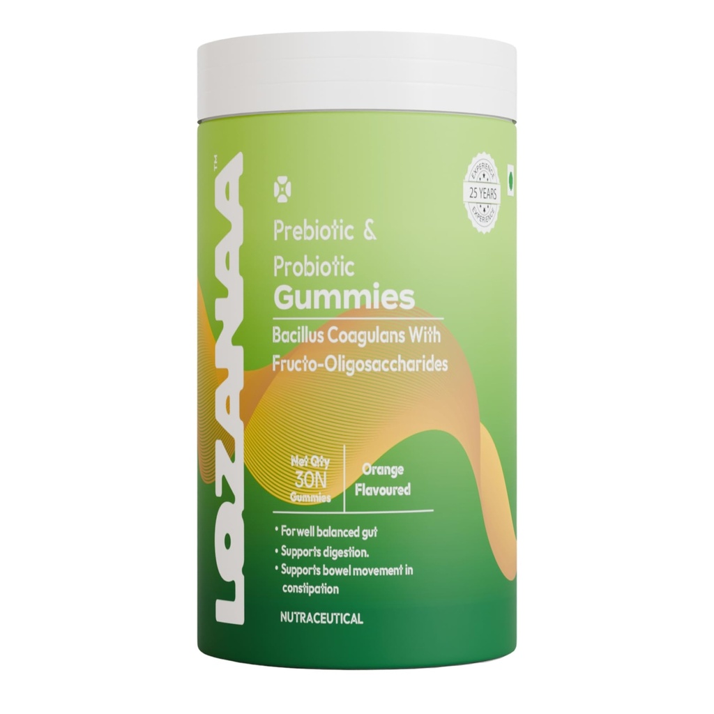 Digestive Health Gummies – For Constipation, Gas, Bloating & Indigestion | Pre + Probiotic Gummies | 30 Pieces