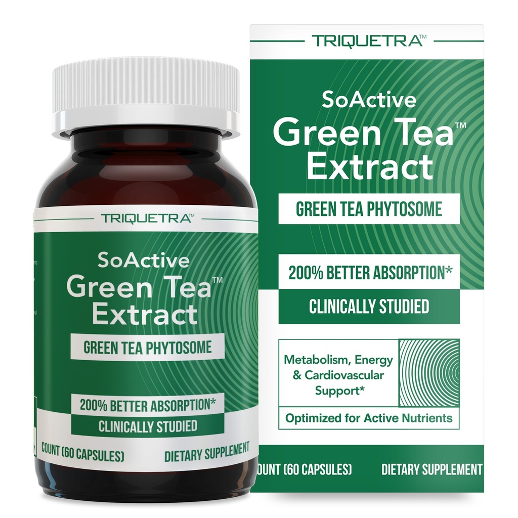 SoActive Green TeaTM Extract - Clinically Studed Green Tea Phytosome - Tot 200% Betere absorptie en biologische beschikbaarheid - Klinisch gevalideerde dosis - Ondersteunt Metabolisme en gewichtsbeheer - 60 capsules
