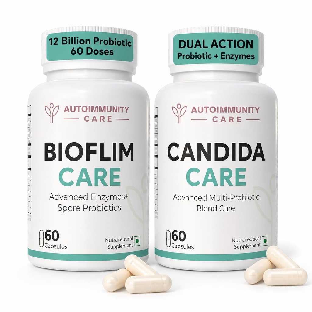 Autoimmunity Care Candida Care Probiotic and Autoimmunity Care Biofilm Care Supplement Bundle