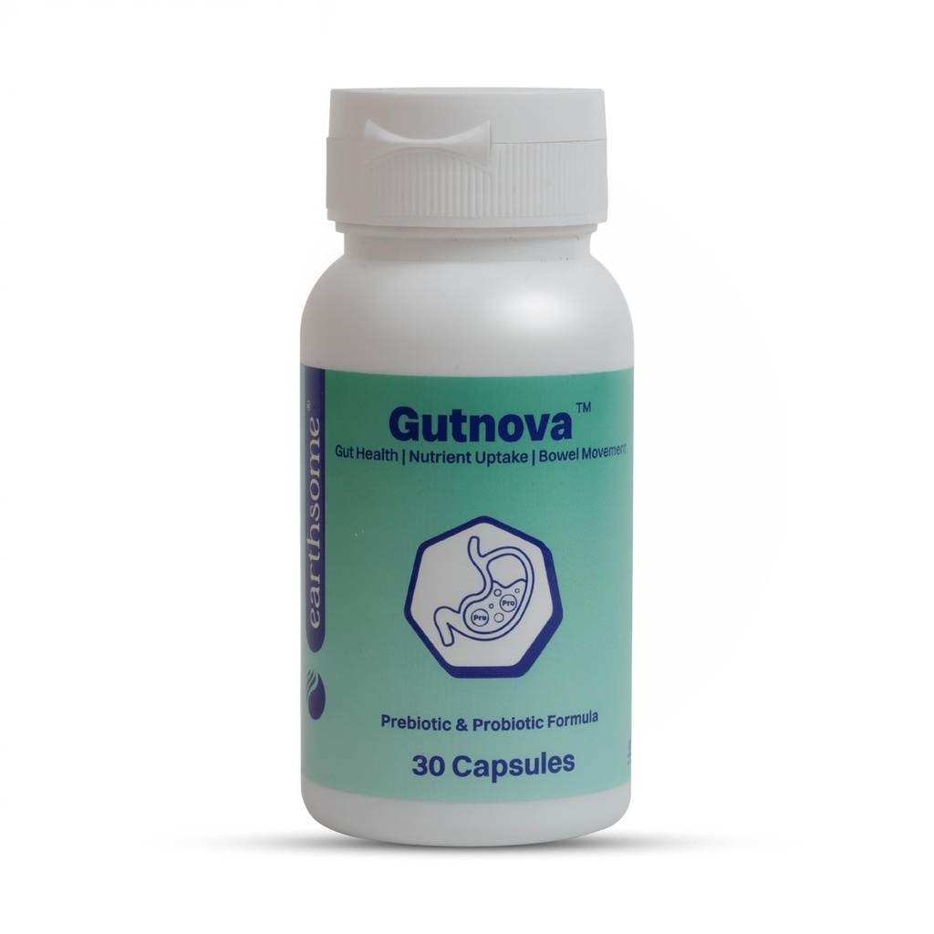 Gutnova Prebiotic + Probiotic Supplement | Supports Digestive Balance & Gut Wellness | Vegetarian Capsules for Daily Digestive Health | 30 Capsules