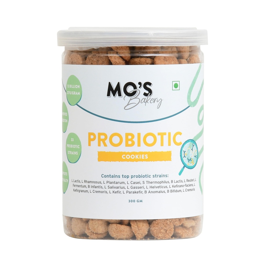 Mo's Probiotic Cookies,300 G | Unflavoured Digestive Cookies | Probiotic Supplement With 13 Billion CFU | 33 Probiotic Strains | Improve Digestion & Gut Health | Acidity Relief