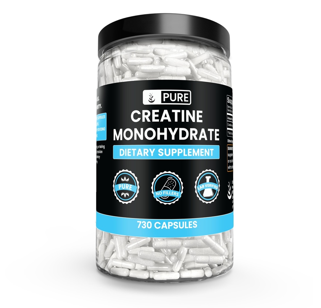 Pure originele ingrediënten Creatine Monohydraat (730 capsules) Geen Magnesium of Rijst Fillers, altijd zuiver, Lab geverifieerd