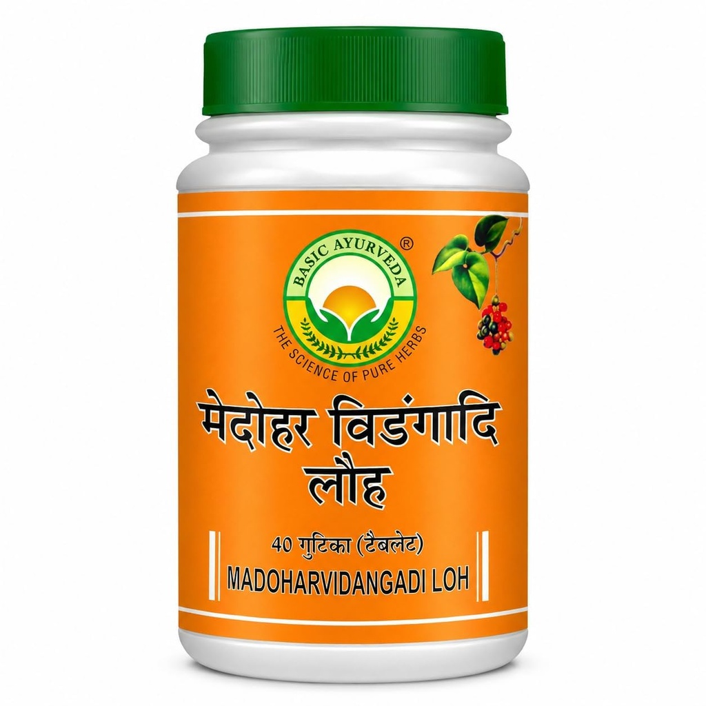 Basic Ayurveda Medoharvidangadi Loh Tablets - Pack of 4 (40 Tablets Each) | Ayurvedic Supplement for Metabolism Support | Traditional Herbal Formula for Men & Women