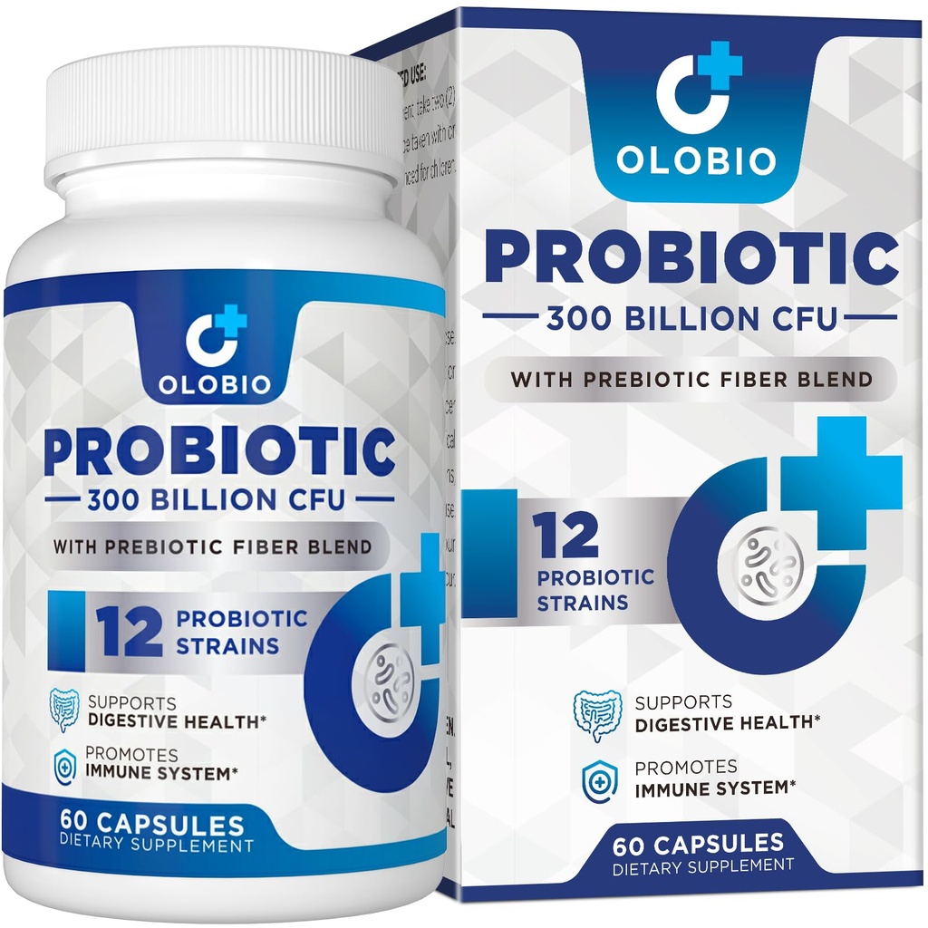 300 miljard CFU Probiotica, 12 strains with 3 Organic Prebiotics, Probiotics for Women and Men, Daily Supplement for Digestief, Immune, Gut & Bloating Health, Shelf Stable, Vegan, 60 Counts