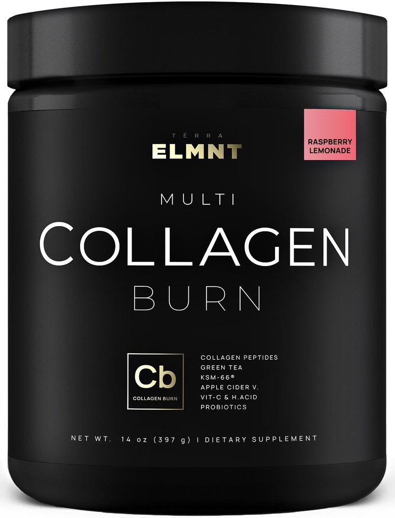 ELMNT Super Collageen Burn for Women w. Probiotics, Hyaluronic Acid, Apple C Vinegar, KSM66, Biotin+ Premium Colageno Multi Collageen Protein Powder for Weight Loss, Fat Burner, Hair, Skin+ (R-Lemonade)