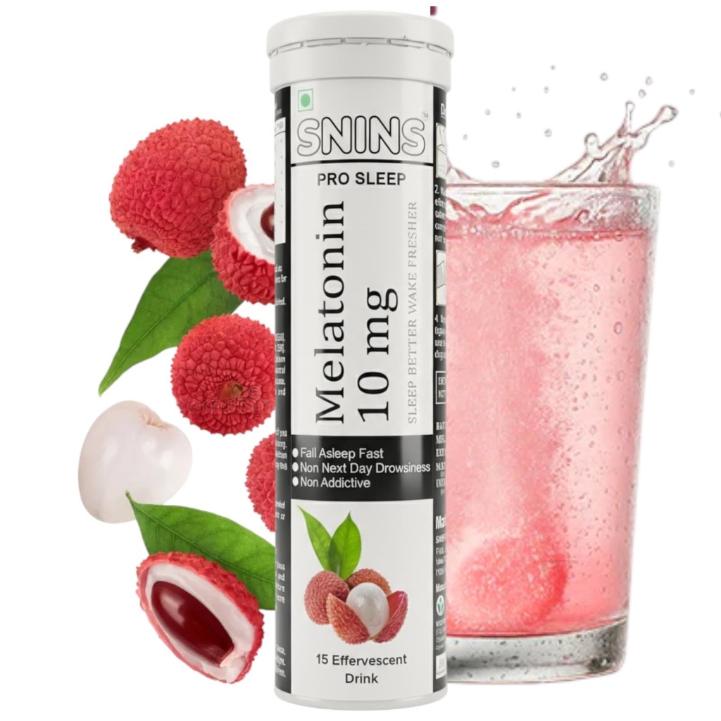 Pro Sleep 10 mg Melatonin 15 Effervescent & Stress Relief Vitamin with Ashwagandha No Added Sugar - 15 Litchi DRINK