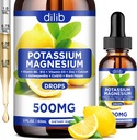 Kalium Magnesium Citrate Supplement, Vloeibare Magnesium Citrate Drops 500mg met Ashwagandha, Calcium, Zink, Vitamine D3, B6, B12, CoQ10 - Vegan 2 fl oz Citroen Smaak