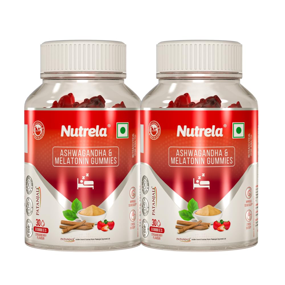 Nutrela Ashwagandha & Melatonin Sleep Gummies for Men & Women | 30 Strawberry-Flavored Gummies - Pack of 2 | Supports Restful Sleep & Stress Relief