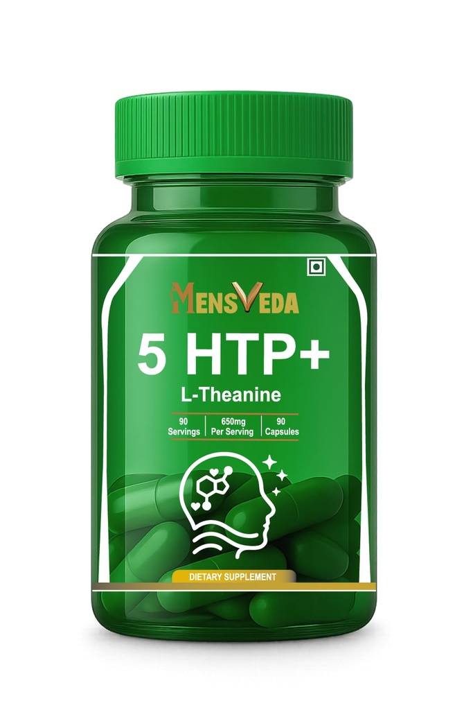 5-HTP Supplement with L-Theanine 650mg | Sleep Support, Stress Relief & Mood Support Capsules | With GABA, L-Tryptophan, Valerian & Chamomile | 90 Veg Capsules Dietary Supplement