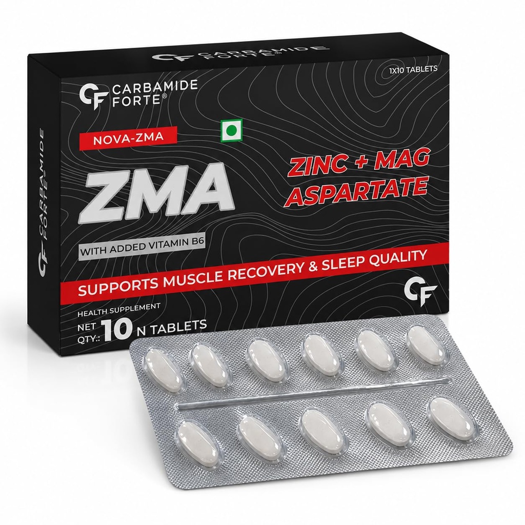 Carbamide Forte ZMA and Zinc Supplement for Men | Zinc and Magnesium Supplements with Vitamin B6 | Zinc tablets May Support Muscle Recovery and Sleep Quality | 10 Tablets