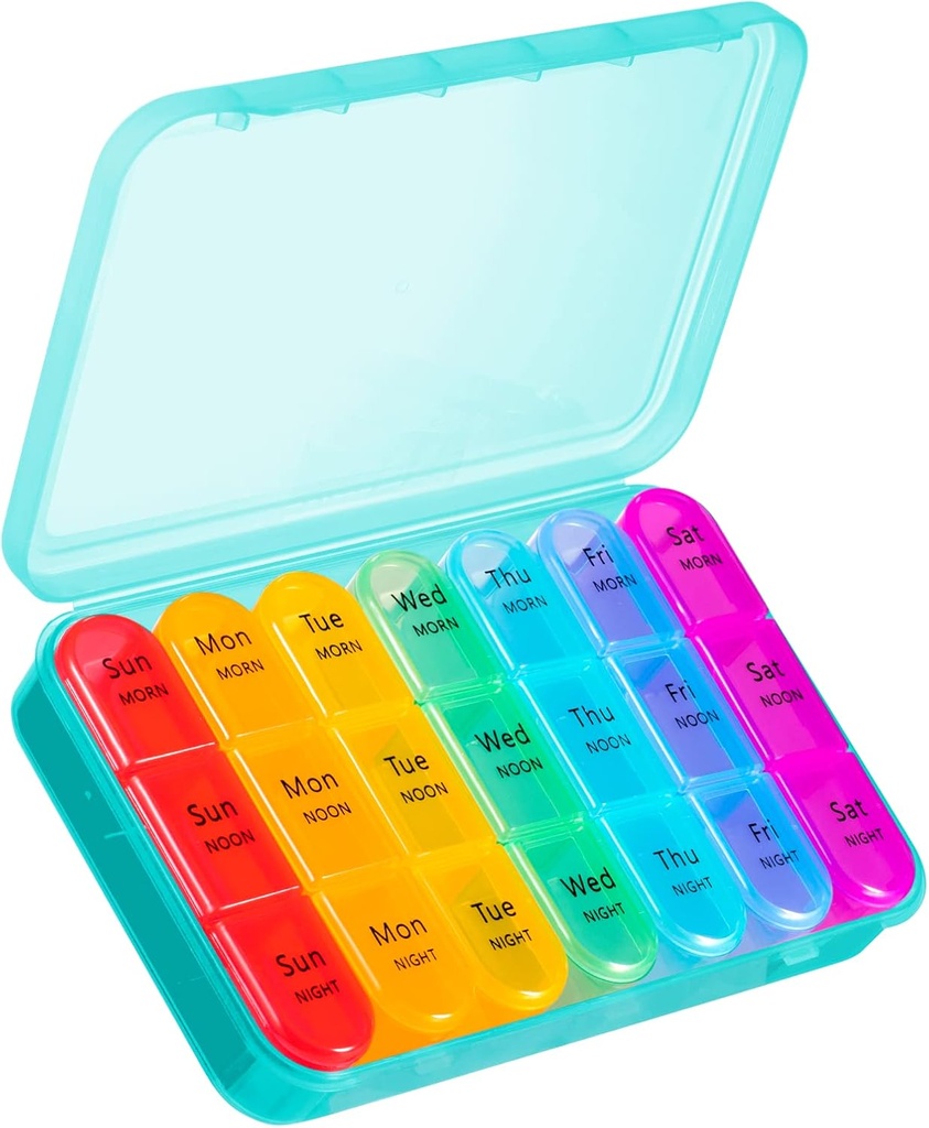 ASprink 3 keer per dag Pillen Organisator - Grote 7 dagen Medicine Box, Travel Pill Case, Vitaminen & Medicine