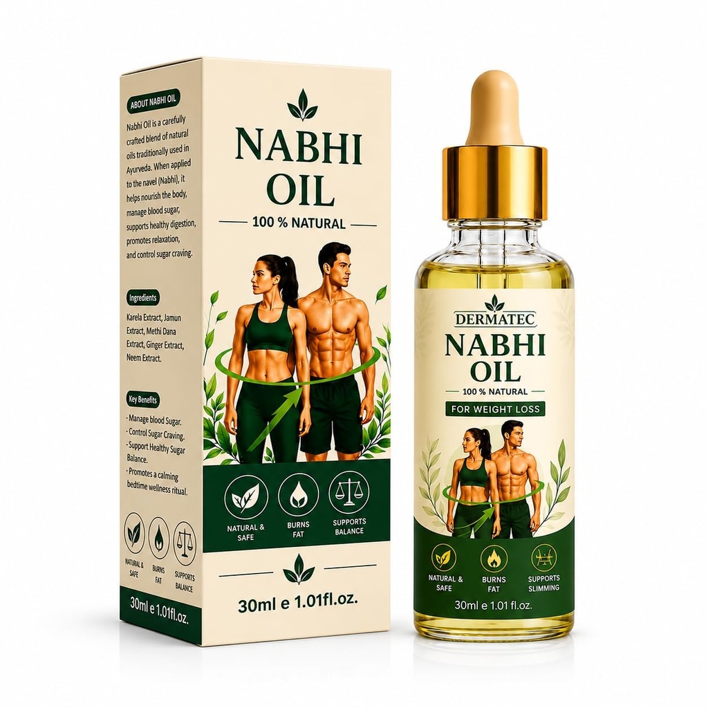 Nabhi oil for weight loss | Ayurvedic Belly Button Oil for Fat burn, Bloating Relief | Metabolism Booster & Body Detox For Men & Women