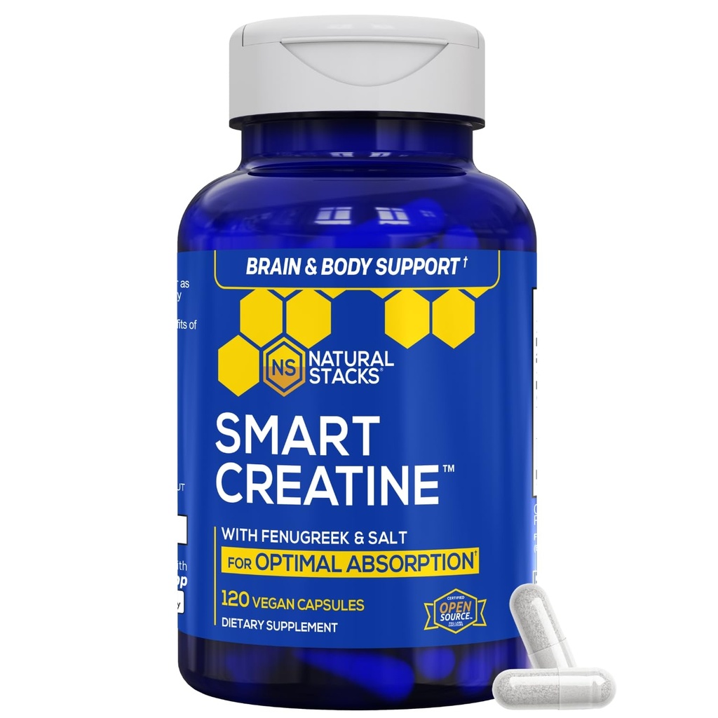 Creatine Monohydraat - 2500mg Creatine Pillen - 450mg Fenegriek Extract & 250mg Himalaya Pink Salt - Ondersteunt hersenen Gezondheid, Endurance & Muscle Building - Geavanceerde Absorptie Formule - 120 Capsules