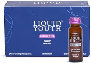 Liquid Collageen Elixir Shot for Women & Men - Premium Liquid Marine Collages for Hair Growth, Skin, Nail, Bone & Joint Health - Travel-Friendly (Very Berry, 10 Servings Per Box)