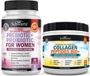 BioSchwartz Gehydrolyseerde Collageen Peptides Powder (40+ Servings) Plus Prebiotica en Probiotica met Digestieve Enzymen voor Vrouwen (1 Maand Supply)