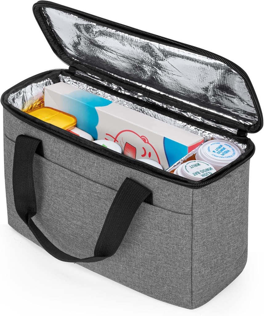 Trunab First Aid Bag Empty Small Medicine Storage Case, Insulated Medication Cooler Bag, Travel Pill Bottle Organizer for Prescription, Insulin, Supplements or Medical Supplies, Grey(Bag Only)